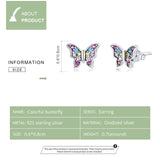 925 Sterling Silver Multi-Colour Butterfly Stud Earrings