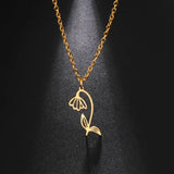 Stainless Steel Birth Flower Necklace - 2 Colours - 12 Options