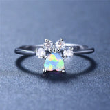 Fashion Created Opal/CZ Paw Ring - 3 Colours
