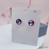 S925 Sterling Silver Multi Faceted 12MM Round Crystal Studs - 8 Options
