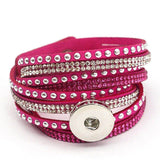 Fashion Multi-layer Wide Cuff Pu Leather 18mm Snap Bracelet - 26 Options