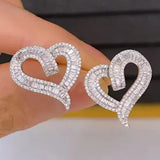 Fashion Baguette Heart Earrings