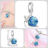 925 Sterling Silver Blue Snail Hanging Charm