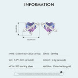 925 Sterling Silver Mystic Purple Heart Star Stud Earrings
