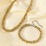 Stainless Steel Metal 2-Colour Necklace/Bracelet/Set - 2 Designs
