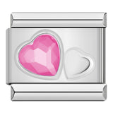 Stainless Steel Two Heart CZ Italian Charm - 9 Options