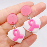 Fashion Pink Heart Ribbon Drop Earrings - 2 Options