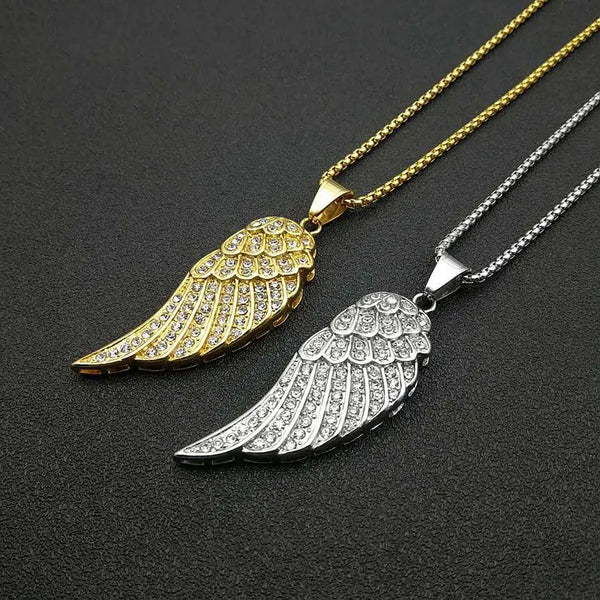 Stainless Steel Angel Wing Pendants Necklace - 2 Colours
