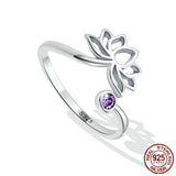 925 Sterling Silver Lotus Flower Adjustable Ring