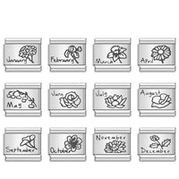 Stainless Steel Month Flower Italian Charm - 12 Options
