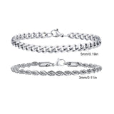 Stainless Steel 2pcs Mixed Link Bracelet Set - 12 Options - 3 Lengths