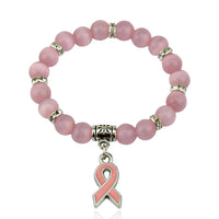 Fashion Natural Stone Pink Ribbon Bracelet - 6 Options