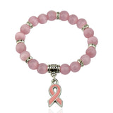 Fashion Natural Stone Pink Ribbon Bracelet - 6 Options