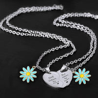 2 PCS Stainless Steel Sisters/Mum/Daughter/Best Friends Daisy Heart Necklaces - 7 Options