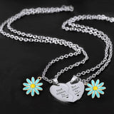 2 PCS Stainless Steel Sisters/Mum/Daughter/Best Friends Daisy Heart Necklaces - 7 Options