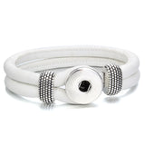 18mm Printed Rope or Plain Leather Snap Bracelet - 41 Options