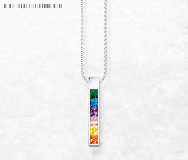 925 Sterling Silver Rainbow CZ Necklace - 2 Options