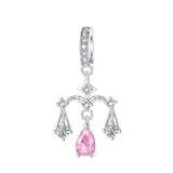 925 Sterling Silver Star Zodiac Sign CZ Hanging Charm - 12 Options