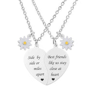 2 PCS Stainless Steel Sisters/Mum/Daughter/Best Friends Daisy Heart Necklaces - 7 Options