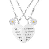 2 PCS Stainless Steel Sisters/Mum/Daughter/Best Friends Daisy Heart Necklaces - 7 Options