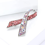 Rhinestone Breast Cancer Ribbon Brooch - 4 Options