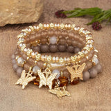 4Pcs Butterfly Beaded Bracelet Set - 7 Colours