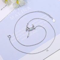 925 Sterling Silver Moonstone Star Moon Droplet Necklace