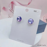 S925 Sterling Silver Multi Faceted 12MM Round Crystal Studs - 8 Options