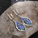 Fashion Blue Flower Dangle Earrings
