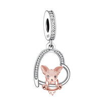 925 Silver Love You Forever Dog Hanging Charm - 33 Options