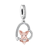 925 Silver Love You Forever Dog Hanging Charm - 33 Options