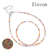 Fashion Faceted 2mm Natural Stone Bead Necklace - 31 Options