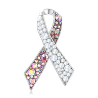 Rhinestone Breast Cancer Ribbon Brooch - 4 Options