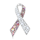 Rhinestone Breast Cancer Ribbon Brooch - 4 Options