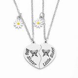 2 PCS Stainless Steel Sisters/Mum/Daughter/Best Friends Daisy Heart Necklaces - 7 Options