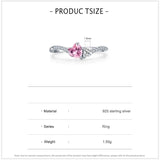 925 Sterling Silver Pink Heart Crystal Ring
