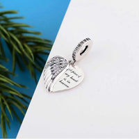 925 Silver Angel Wings A Piece of My Heart is In Heaven Heart Charm