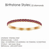 Stainless Steel Birthstone Crystal Eternity Ring - 2 Options