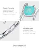 925 Sterling Silver Square Paraiba Tourmaline Ring