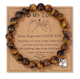 Natural Stone Family Themed Bead Bracelet - 3 sizes - 33 Options
