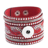 Fashion Multi-layer Wide Cuff Pu Leather 18mm Snap Bracelet - 26 Options