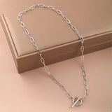 Stainless Steel Oval Link T Bar Necklace - 2 Colours