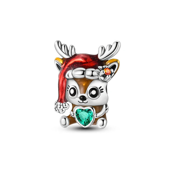 925 Sterling Silver Cute Reindeer Charm