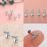 Titanium Blue Circles Zirconia Ear Stud Body Jewellery - 11 Sizes