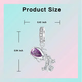 925 Sterling Silver Star Zodiac Sign CZ Hanging Charm - 12 Options