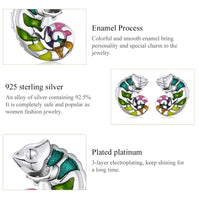 925 Sterling Silver Chameleon Enamel Ring/Earrings/Set