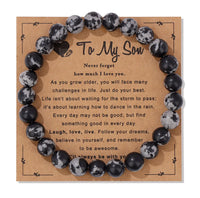 Natural Stone Family Themed Bead Bracelet - 3 sizes - 33 Options