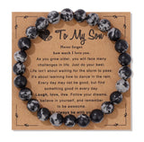 Natural Stone Family Themed Bead Bracelet - 3 sizes - 33 Options