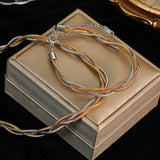 Stainless Steel Tri-colour Twisted Snake Chain Bracelet/Necklace/Set