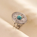 Stainless Steel Turquoise Colour Open Ring - 56 Options